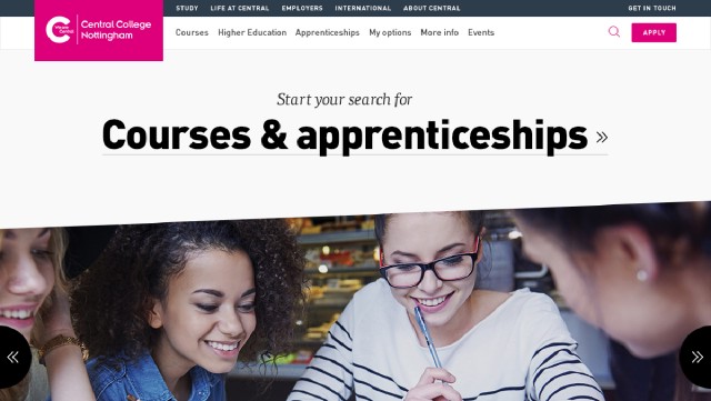 A desktop mockup of the Nottingham College homepage