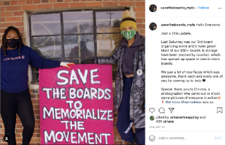 Instagram post from Save the Boards showing a board that has been saved