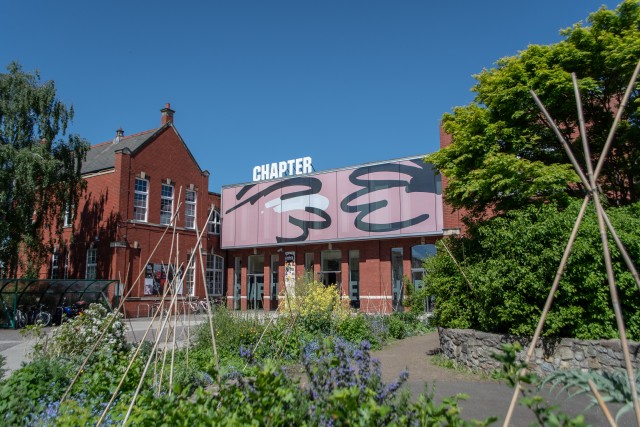 An exterior photograph of Chapter Arts Centre, showing the community garden