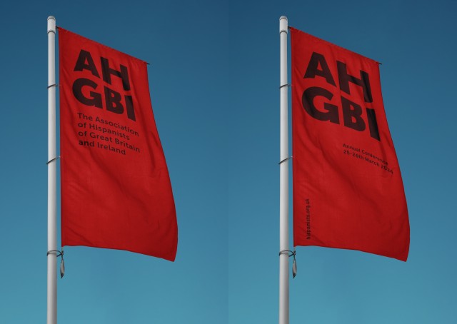 Two red flags showing the AHGBI logo