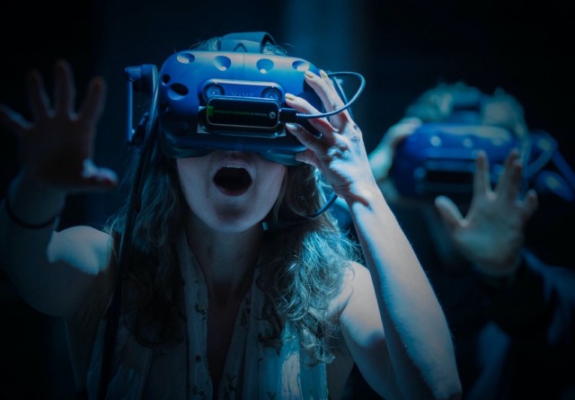 A woman in VR headset